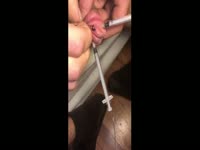 Masochist man experimenting his cock